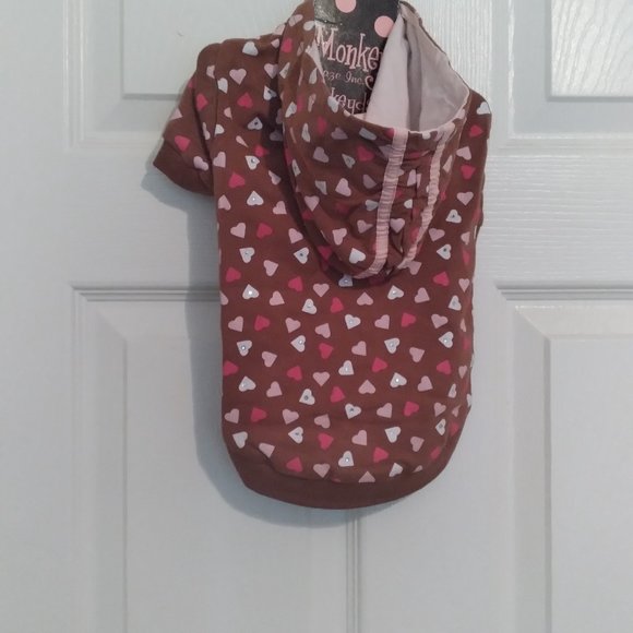 Introducing the Adorable MonkeyDaze Small Brown Dog Hoodie with Pink Trim - Picture 3 of 3